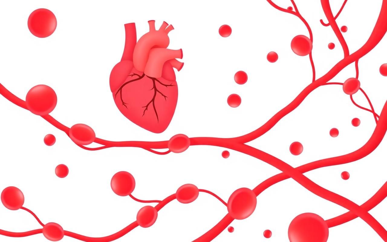 Illustration of healthy heart and blood flow supported by BloodPril
